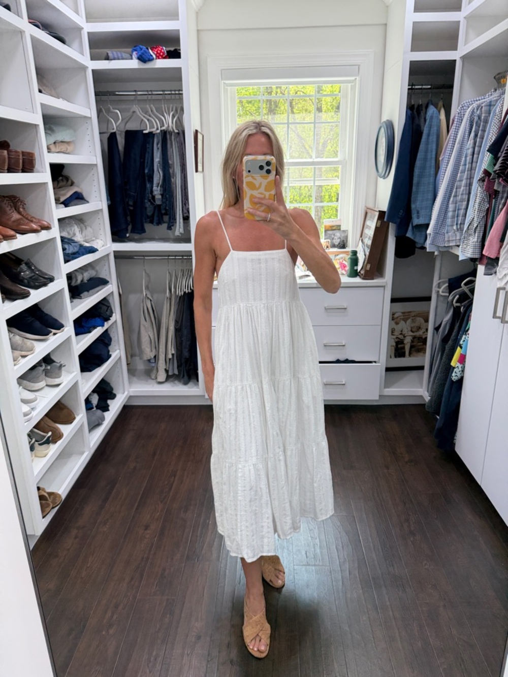 Seafolly White Tiered Sundress with Spaghetti Straps S
